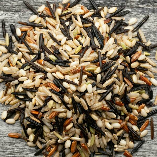 close up of wild rice grains